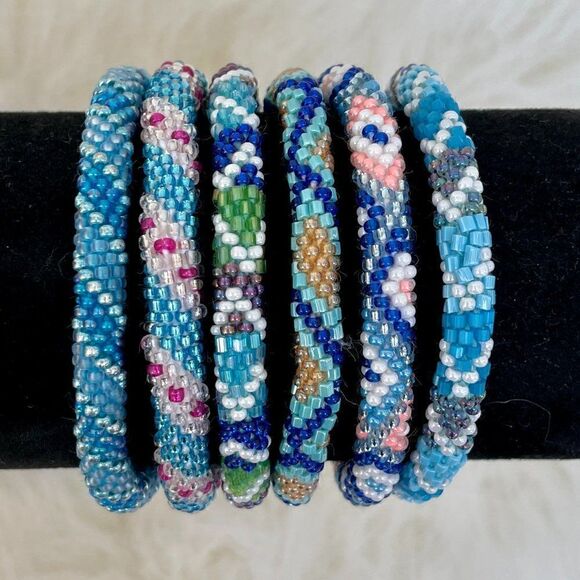 HAND CRAFTED in Nepal Beaded Bracelets (set of 6) #304 - Picture 5 of 5